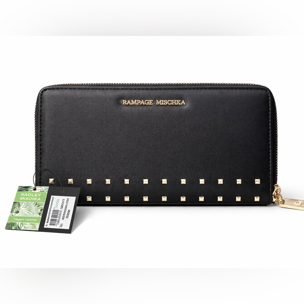 Badgley Mishka Black Wallet with Gold Accents
